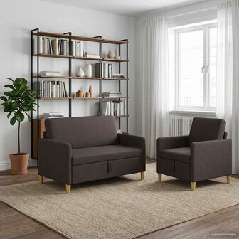 Bankenset met opbergruimte 2 pcs Donkerbruin Polyester 3