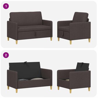 Bankenset met opbergruimte 2 pcs Donkerbruin Polyester 7