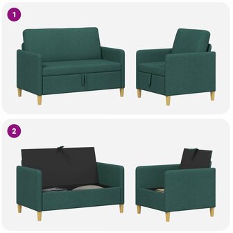 Bankenset met opbergruimte 2 pcs Donkergroen Polyester 6