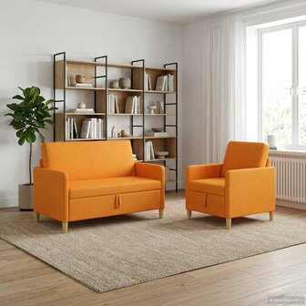 Bankenset met opbergruimte 2 pcs Donkergeel Polyester 3