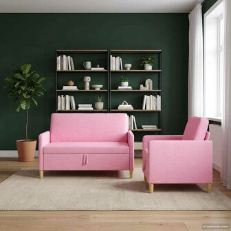 Bankenset met opbergruimte 2 pcs Roze Polyester 1