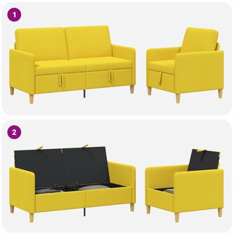 Bankenset met opbergruimte 2 pcs Lichtgeel Polyester 4