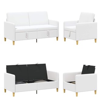 Bankenset met opbergruimte 2 pcs Wit Polyester 4