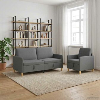 Bankenset met opbergruimte 2 pcs Donkergrijs Polyester 1
