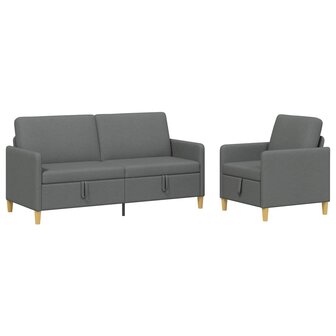 Bankenset met opbergruimte 2 pcs Donkergrijs Polyester 2