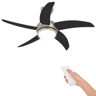 Plafondventilator met licht en afstandsbediening &Oslash; 110 cm Zwart 2
