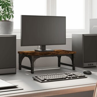 Monitorstandaard 37x23x14 cm bewerkt hout gerookt eikenkleurig 1