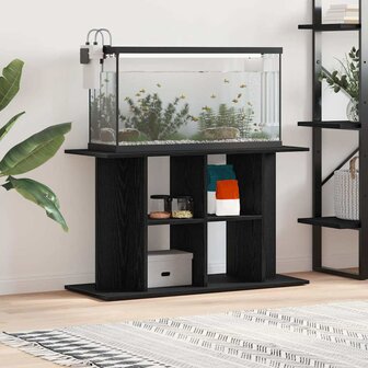 Aquariumstandaard Zwart Eiken 100x40x60 cm Bewerkt Hout 1