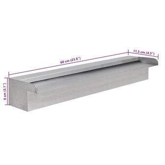 Zwembadwaterval rechthoekig 60 cm roestvrij staal 7