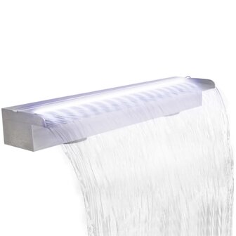Zwembadwaterval met LED&amp;apos;s rechthoekig 90 cm roestvrij staal 3