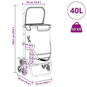 Boodschappentrolley Blauw 47 x 39 x 100,5 cm Oxford stof 12