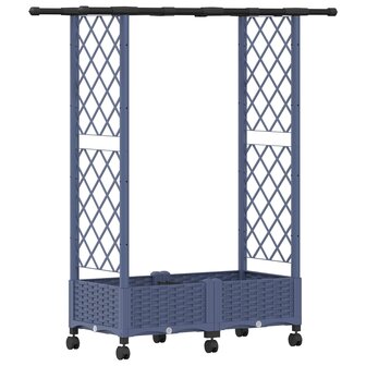 Verhoogde tuinbak met Trellis en Dak Grijs 122,5 x 40 x 127 cm PP 2