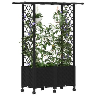 Verhoogde tuinbak met Trellis en Dak Zwart 124,5 x 40 x 142 cm PP 3