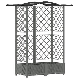 Verhoogde tuinbak met Trellis en Dak Lichtgrijs 124 x 40 x 123 cm PP 2