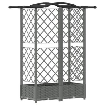 Verhoogde tuinbak met Trellis en Dak Lichtgrijs 124 x 40 x 123 cm PP 5