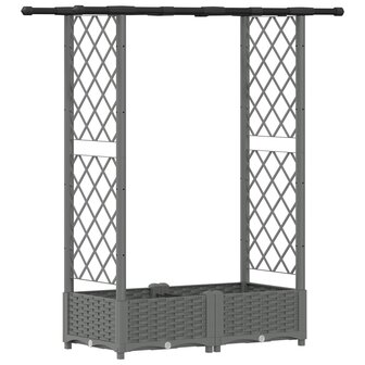 Verhoogde tuinbak met Trellis en Dak Lichtgrijs 122,5 x 40 x 121 cm 2