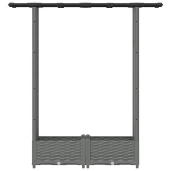 Verhoogde tuinbak met Trellis en Dak Lichtgrijs 122,5 x 40 x 121 cm 4