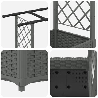 Verhoogde tuinbak met Trellis en Dak Lichtgrijs 122,5 x 40 x 121 cm 6