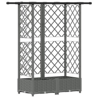 Verhoogde tuinbak met Trellis en Dak Lichtgrijs 124 x 40 x 121 cm PP 2