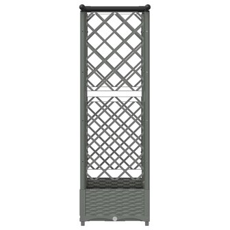 Verhoogde tuinbak met Trellis en Dak Lichtgrijs 124 x 40 x 121 cm PP 4