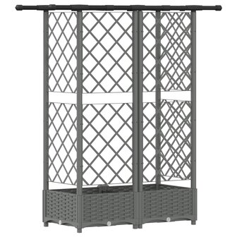 Verhoogde tuinbak met Trellis en Dak Lichtgrijs 124 x 40 x 121 cm PP 5