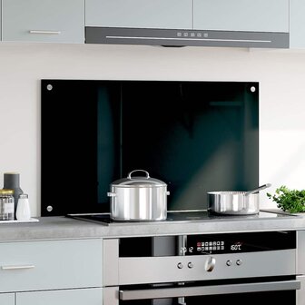 Spatscherm keuken 90x50 cm gehard glas zwart 3