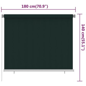 Rolgordijn voor buiten 180x140 cm HDPE donkergroen 6