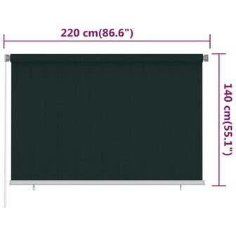 Rolgordijn voor buiten 220x140 cm HDPE donkergroen 6