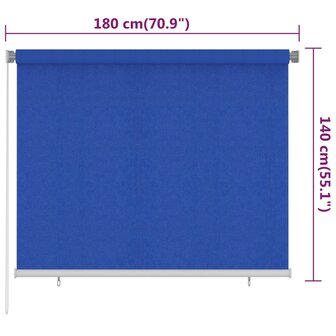 Rolgordijn voor buiten 180x140 cm HDPE blauw 6
