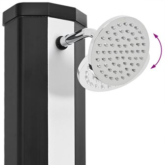 Zonnedouche met douchekop en kraan 40 L, zwart en zilver 8