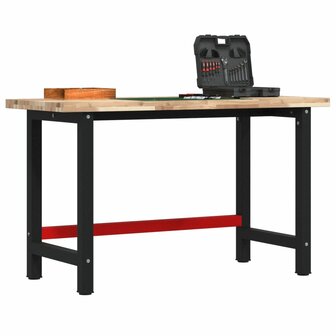 Werkbank rechthoekig 140x60x83 cm massief acaciahout 1
