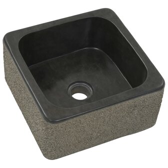 Gootsteen 30x30x15 cm riviersteen zwart 2