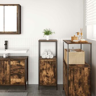 Badkamerkast met planken 36x35x95 cm gerookt eiken 3
