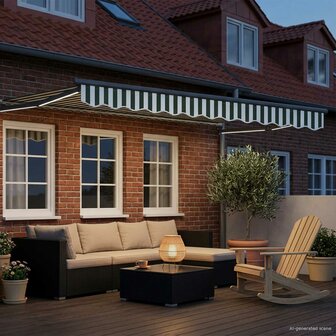 Elektrisch Uittrekbaar Zonnescherm Groen en Wit 3 x 2 m 3
