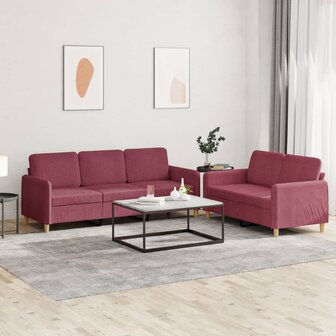 2-delige Loungeset met kussens stof wijnrood 1