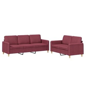 2-delige Loungeset met kussens stof wijnrood 2