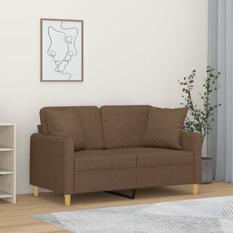 Tweezitsbank met sierkussens 120 cm stof bruin 1