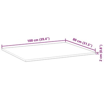 Bureaublad met olieafwerking 100x80x2 cm massief acaciahout 9