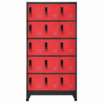 Lockerkast 90x40x180 cm staal antracietkleurig en rood 2