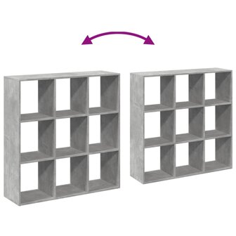 Kamerscherm / boekenkast 102x29x103,5 cm hout betongrijs 9