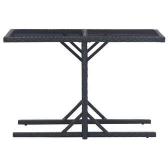 Tuintafel 110x53x72 cm glas en poly rattan zwart 2