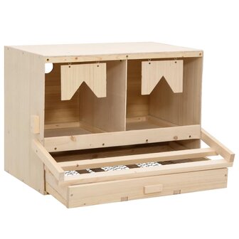 Kippenlegkast 2 compartimenten 63x40x45 cm massief grenenhout 3