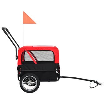 Huisdierenfietskar en joggingbuggy 2-in-1 rood en zwart 3