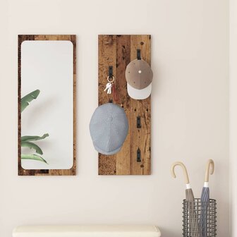 Wandgemonteerde kapstok Oudhout 30 x 1,5 x 80 cm Bewerkt hout 1