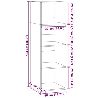 Hoge kast 40x41x124 cm bewerkt hout sonoma eikenkleurig 9