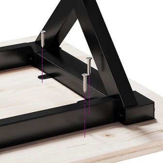 Eettafel X-frame 70x70x75 cm massief grenenhout en staal 8