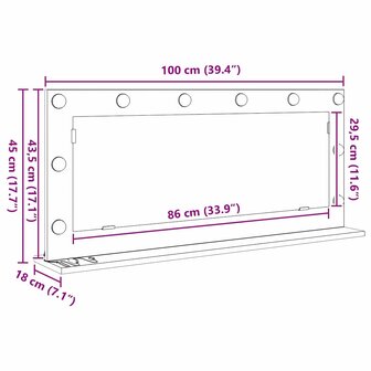 Make-up spiegel Wit 100 x 45 x 18 cm Glas en Hout met Kunststof 11