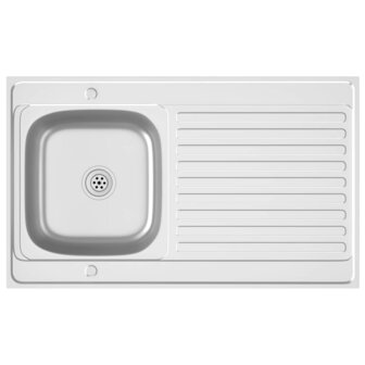 Spoelbak met afvoerset 1000x600x155 mm roestvrij staal zilver 2