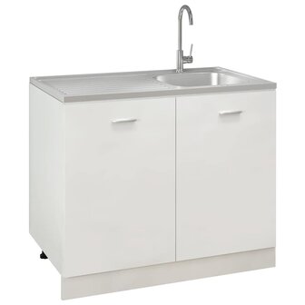 Spoelbak met afvoerset 1000x600x155 mm roestvrij staal zilver 4