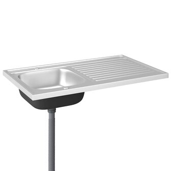 Spoelbak met afvoerset 1000x600x155 mm roestvrij staal zilver 5